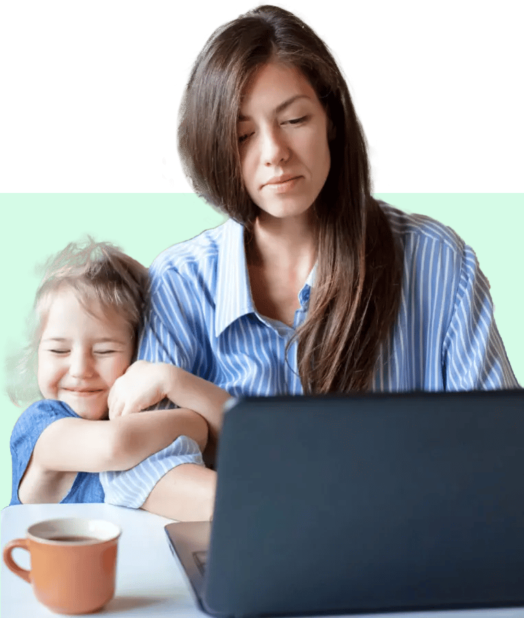 Female remote employee working on laptop